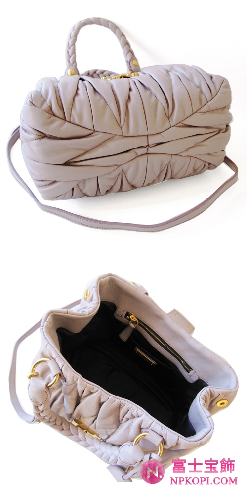 ミュウミュウ MIUMIU ハンドバッグ/ななめがけバッグ 2WAY ショルダーストラップ付き プリーツラムレザー チェリー（MUGHETTO） RN0473 MATELASSE